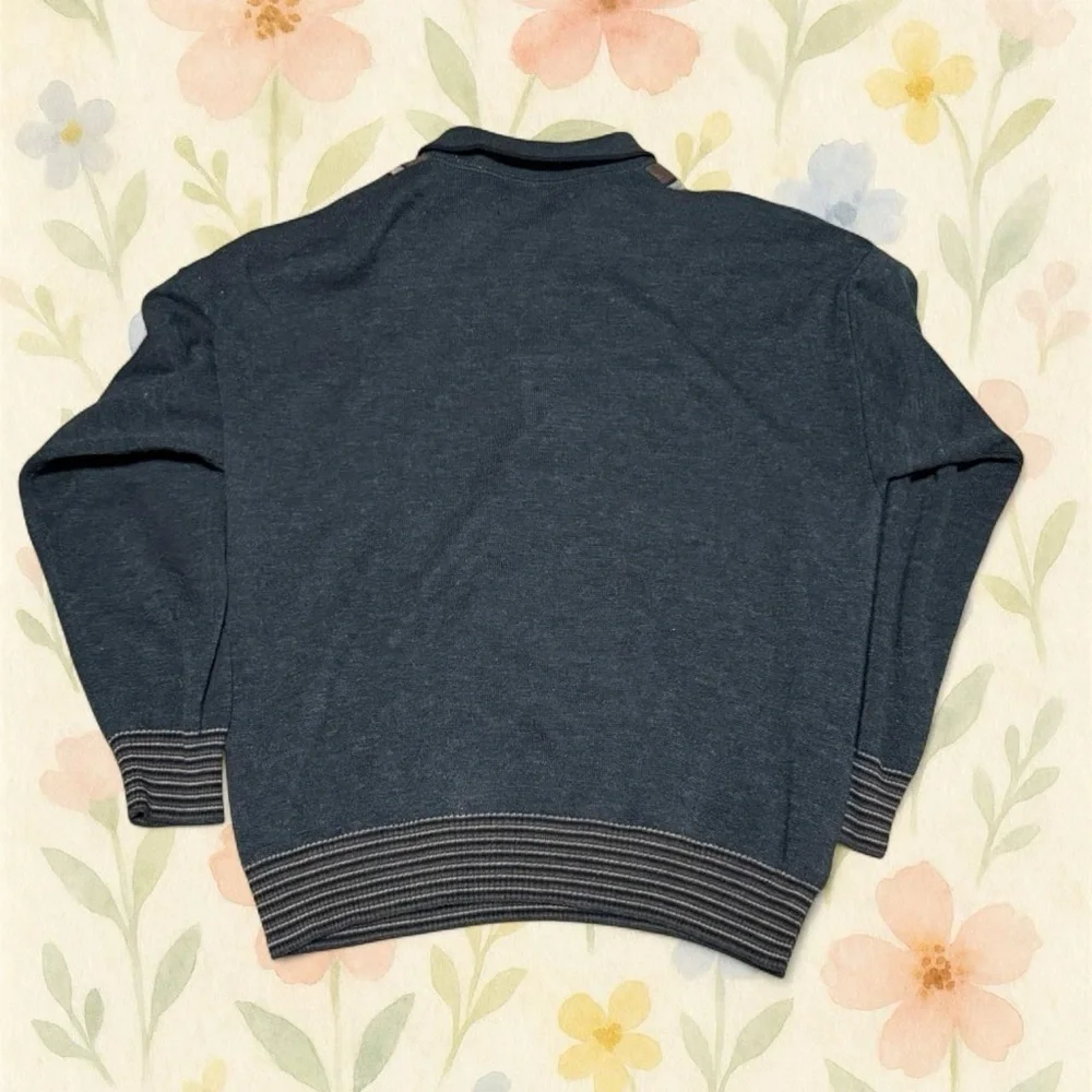 Vintage Florence Tricot Quarter Zip Sweater XL Italian Knit Striped Pullover - Picture 4 of 6